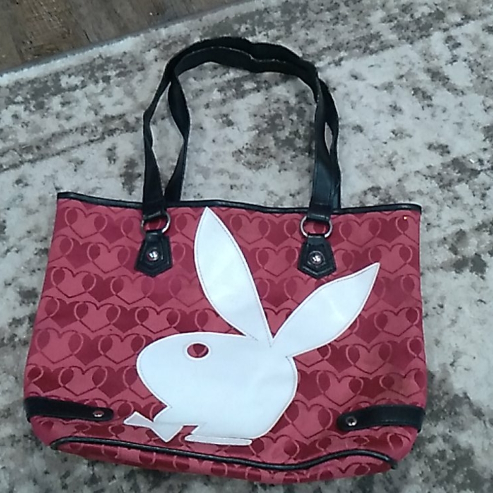 PLAYBOY pink and white traveling tote